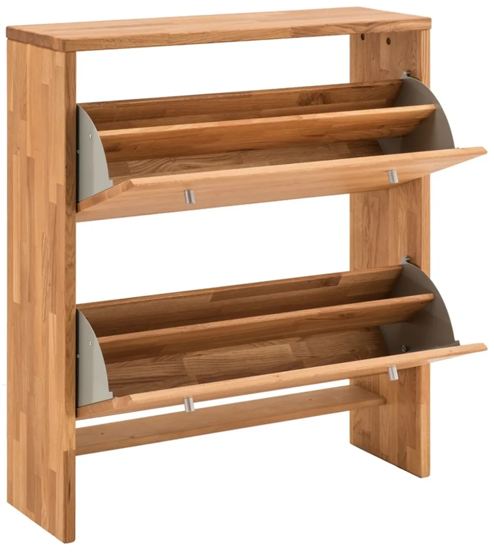 Schuhschrank 2 Klappen 82x95cm 'Stockholm' Wildeiche massiv