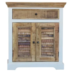 Schuhschrank 80x90cm 'Nizza' Mango weiß natur