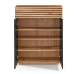 Schuhschrank 80x103cm "Trentino" Wildeiche & Glas weiß