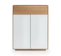 Schuhschrank 80x103cm "Trentino" Wildeiche & Glas weiß