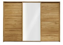 Schwebetürenschrank 3-türig 'Bamberg' Wildeiche Weißglas/Holz