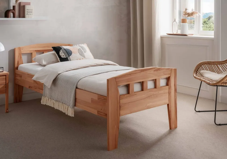 Seniorenbett verschiedene Breiten und Längen Kernbuche massiv "Maira II" 100 cm 200 cm