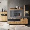Sideboard 190cm 'Malaga ' Wildeiche verschiedene Variationen möglich Holz schwarz Sockel Glas weiß