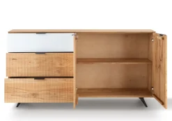 Sideboard 190cm 'Malaga ' Wildeiche verschiedene Variationen möglich Holz schwarz Sockel Glas weiß
