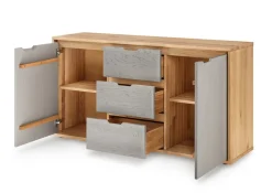 Sideboard Front weiß oder grau 155cm 'Alabama' Wildeiche massiv grau