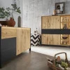 Sideboard mit Beleuchtung 205cm 'Boston ' Wildeiche geölt & Glas anthrazit