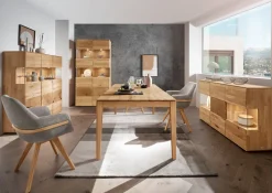 Sideboard mit Glastüren 150cm "Belfast" Wildeiche massiv