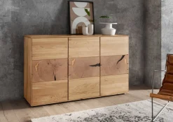 Sideboard mit Holztüren 150cm "Belfast" Wildeiche massiv