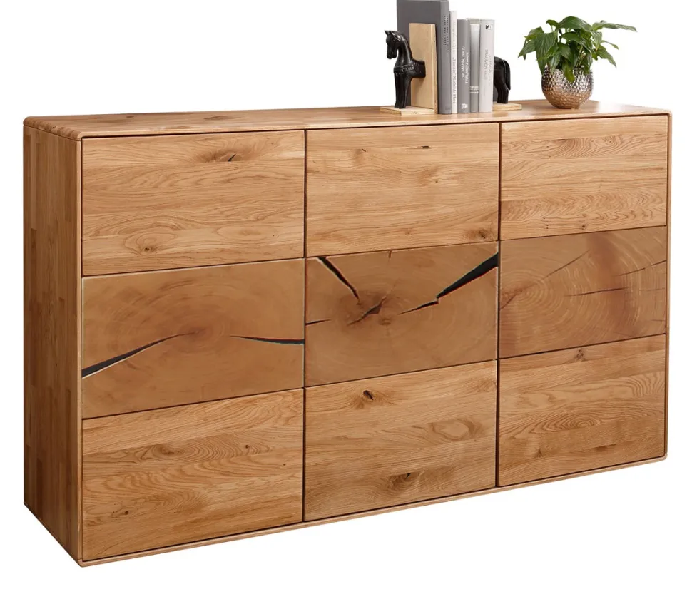 Sideboard mit Holztüren 150cm "Belfast" Wildeiche massiv