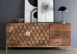 Sideboard 180x77cm "Assuan"' Mango & Metall goldfarbig WZ-0462