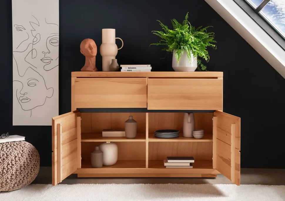 Sideboard 120x85cm "Bergamo" Kernbuche geölt WZ-0159