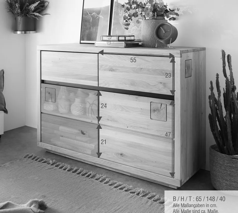 Sideboard 120x85cm "Bergamo" Wildeiche geölt WZ-0159