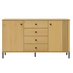 Sideboard 140x80cm 'Detroit' Kiefer massiv eichefarbig & schwarz