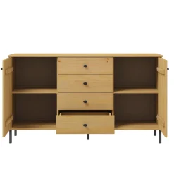 Sideboard 140x80cm 'Detroit' Kiefer massiv eichefarbig & schwarz