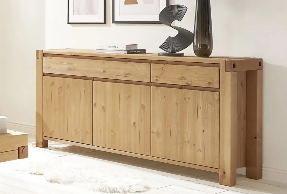 Sideboard 175x88cm "Dora" Kiefer massiv eichefarbig honig gebeizt & geölt