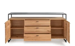 Sideboard 169x83cm "Glasgow" Wildeiche & Metall schwarz