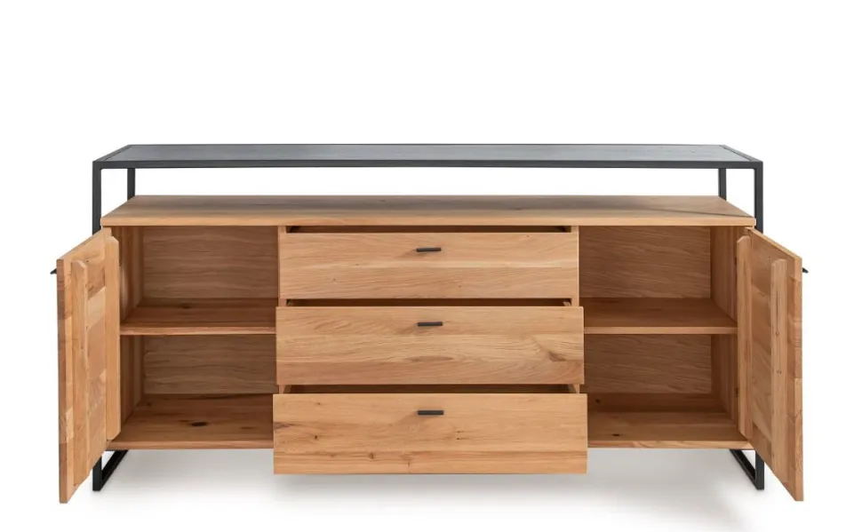 Sideboard 169x83cm "Glasgow" Wildeiche & Metall schwarz