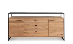 Sideboard 169x83cm "Glasgow" Wildeiche & Metall schwarz