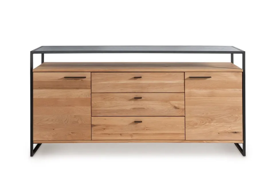Sideboard 169x83cm "Glasgow" Wildeiche & Metall schwarz