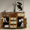 Sideboard 123x89cm 'Hawkins' recyceltes Altholz mehrfarbig lackiert