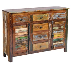 Sideboard 123x89cm 'Hawkins' recyceltes Altholz mehrfarbig lackiert