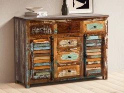 Sideboard 123x89cm 'Hawkins' recyceltes Altholz mehrfarbig lackiert