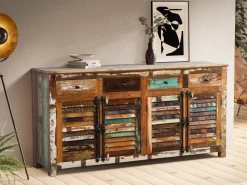 Sideboard 182x90cm 'Hawkins' recyceltes Altholz mehrfarbig lackiert