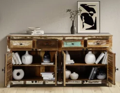 Sideboard 182x90cm 'Hawkins' recyceltes Altholz mehrfarbig lackiert