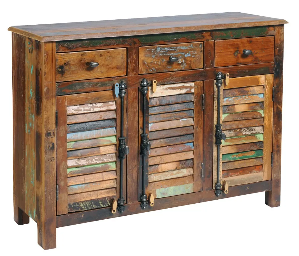 Sideboard 122x91cm 'Hawkins' recyceltes Altholz mehrfarbig lackiert