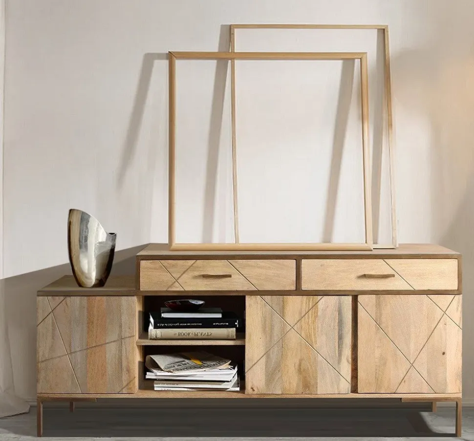 Sideboard 175x77cm 'Houston' Mango natur & goldfarbig