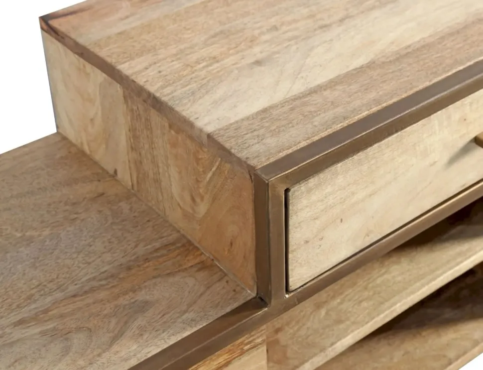 Sideboard 175x77cm 'Houston' Mango natur & goldfarbig