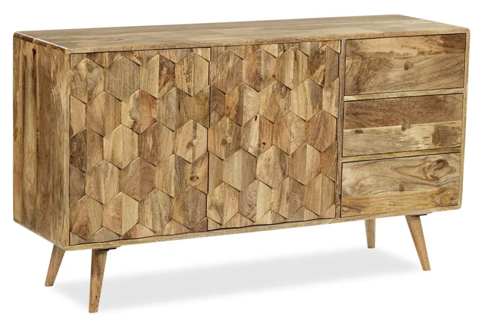 Sideboard 140x79cm 'Kalani' Mango massiv natur lackiert