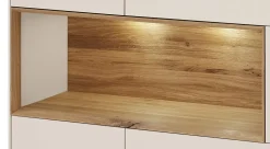 Sideboard 166x86cm 'Locarno' Wildeiche massiv & MDF creme inkl.Beleuchtung