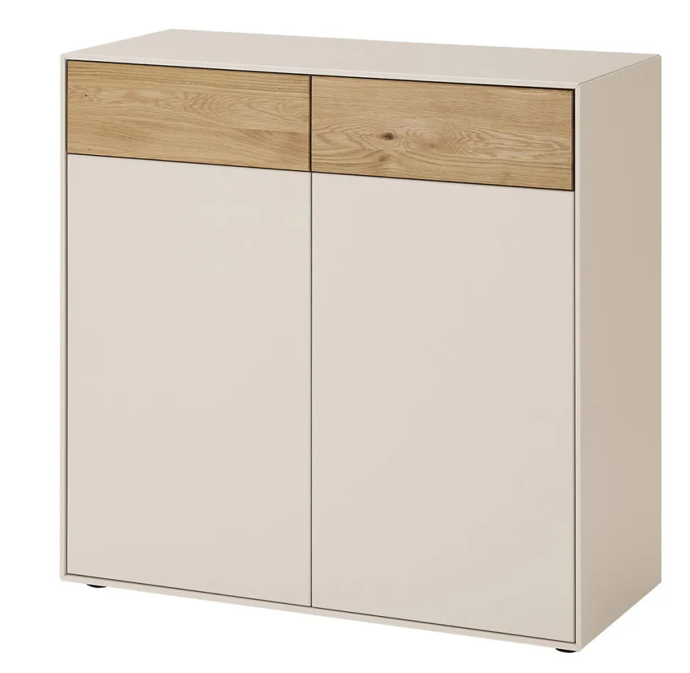 Sideboard 90x86cm 'Locarno' Wildeiche massiv & MDF creme