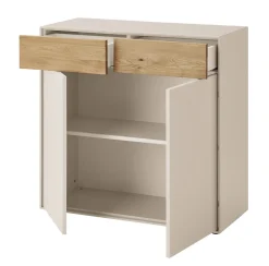 Sideboard 90x86cm 'Locarno' Wildeiche massiv & MDF creme