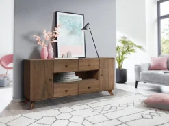Sideboard 180x75cm "Lugano" Kernbuche massiv Tabak geölt