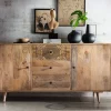 Sideboard 160x80cm 'Lyn' Mangoholz mit schwarzen Ornamenten