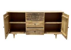 Sideboard 160x80cm 'Lyn' Mangoholz mit schwarzen Ornamenten