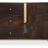 Sideboard 100x80cm 'Marvello' Mango mahagoni & Metall goldfarbig