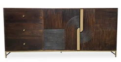 Sideboard 180x80cm 'Marvello' Mango mahagoni & Metall goldfarbig