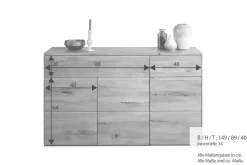 Sideboard 149x91cm "Messina" Kernbuche massiv AV