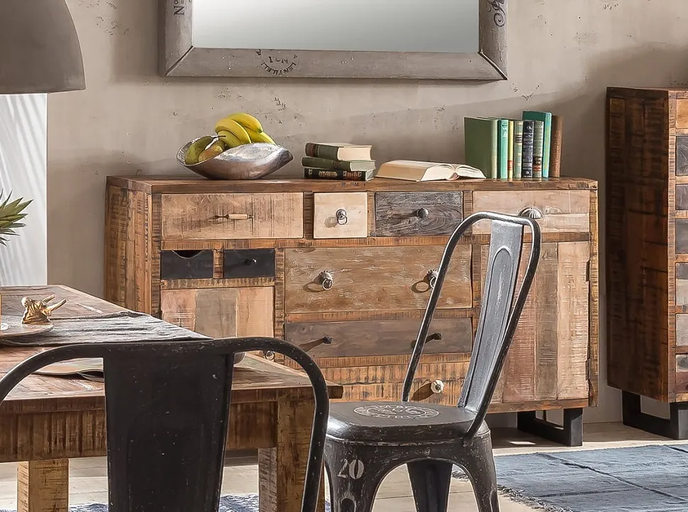 Sideboard 150x90cm 'Metro' Altholz & Eisen