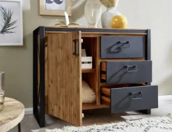 Sideboard 104x80cm 'Montreux' Akazie & Metall schwarz