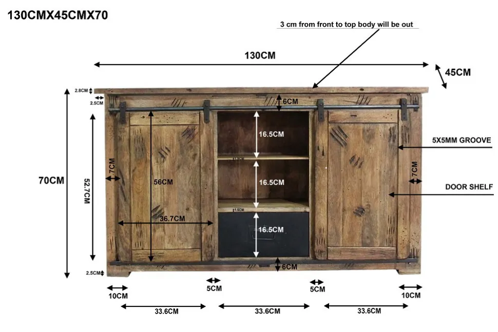 Sideboard 130x70cm 'Railroad' Mango & Eisen