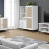 Sideboard 140x80cm 'Seattle' Kiefer massiv weiß 4SK & 2 Türen