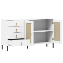 Sideboard 140x80cm 'Seattle' Kiefer massiv weiß 4SK & 2 Türen