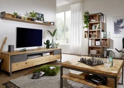 Sideboard 160x90cm 'Taipeh' Wildeiche & Metall gebürstet 3 Türen