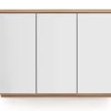 Sideboard 119x84cm "Trentino" Wildeiche & Glas weiß 3 Türen