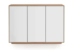Sideboard 119x84cm "Trentino" Wildeiche & Glas weiß 3 Türen