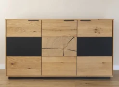 Sideboard 154x84cm 'Triest' Wildeiche massiv Glas